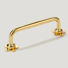 ADA Handle with Flower Backplates - Unlacquered Brass