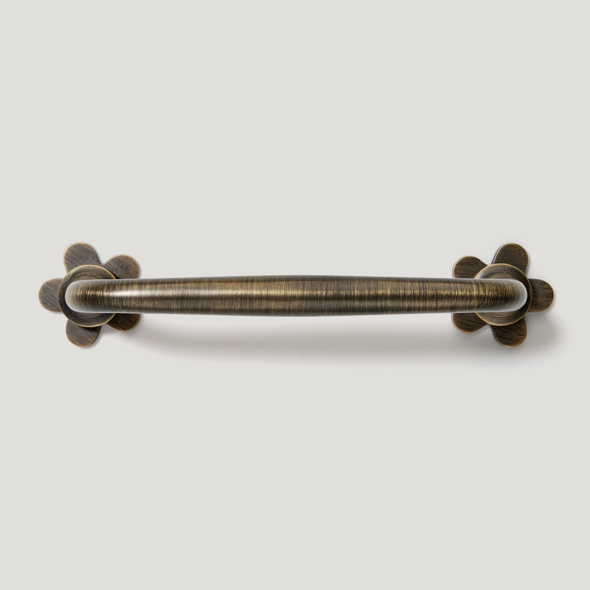 ADA Pair of Small Flower Handle Backplates - Antique Brass - Plank Hardware