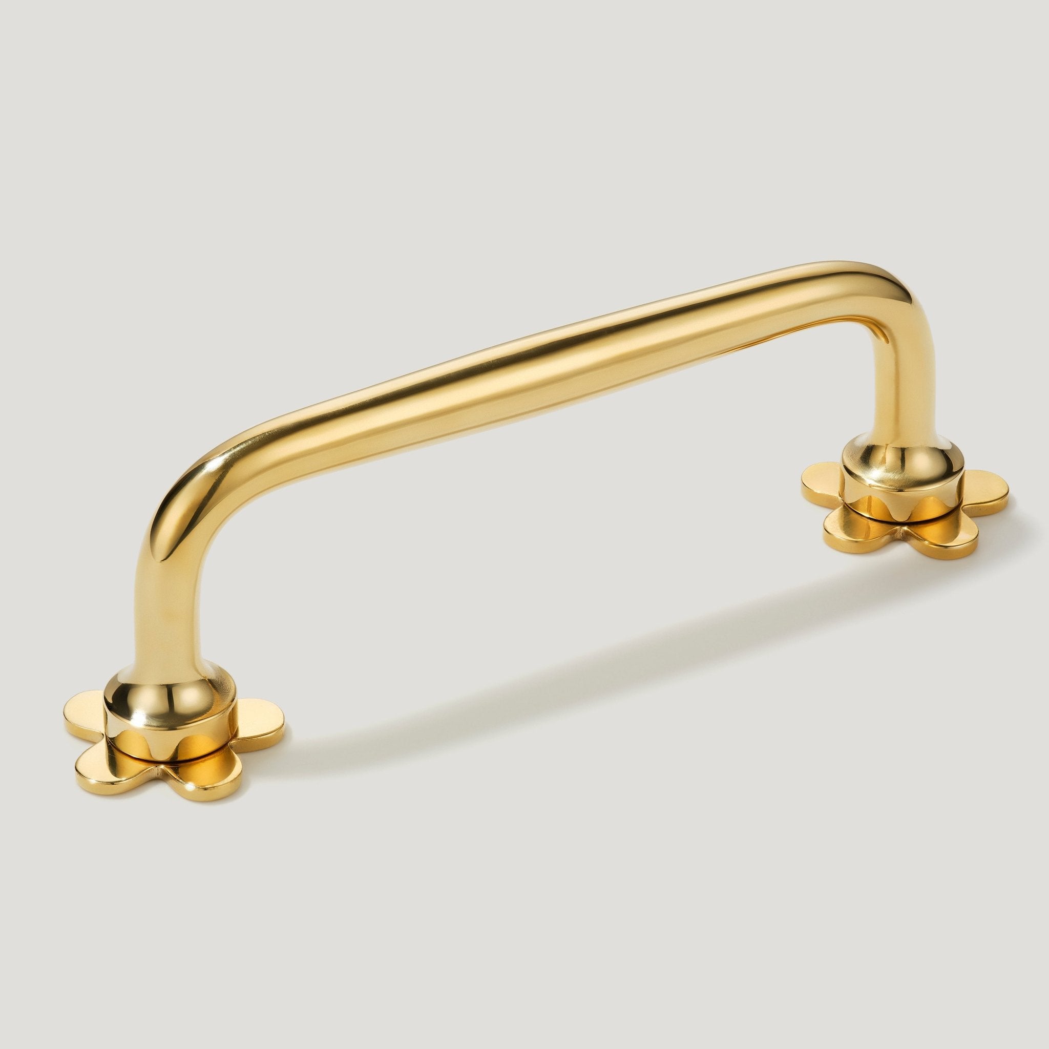 ADA Pair of Small Flower Handle Backplates - Unlacquered Brass - Plank Hardware
