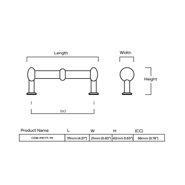 PEYTON Traditional D Bar Handle - Polished Nickel - Plank Hardware