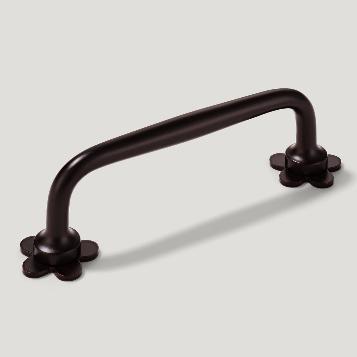 Plank Hardware Cabinetry 111mm (96mm CC) ADA Handle with Flower Backplates - Blackened Bronze