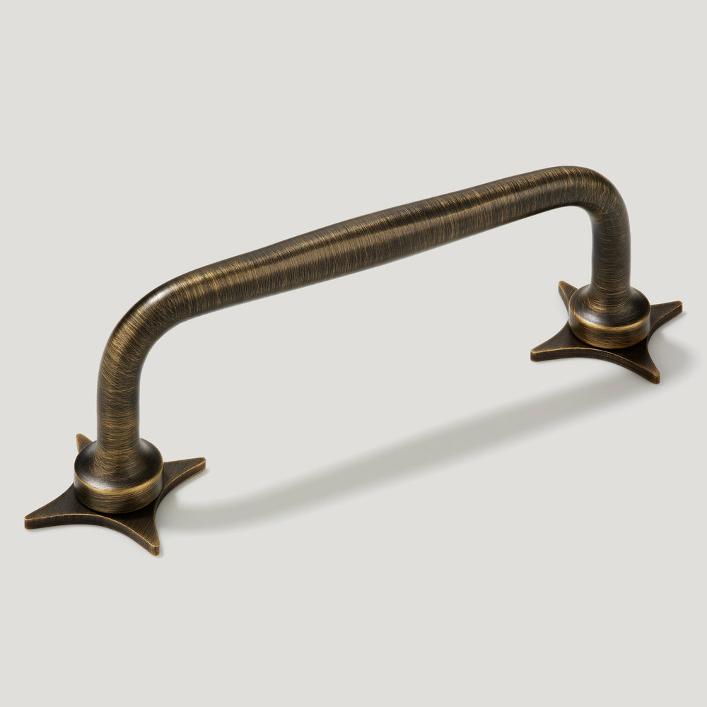 Plank Hardware Cabinetry ADA Handle with Star Backplates - Antique Brass