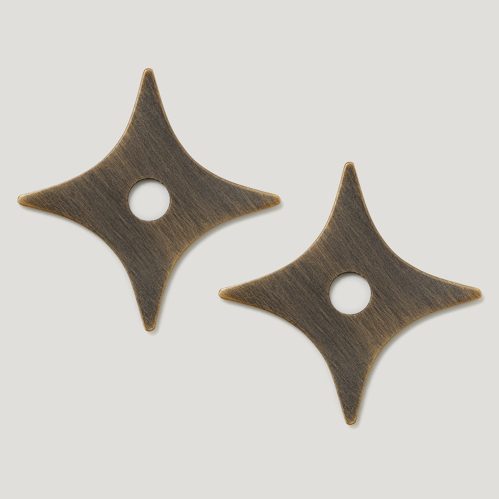 Plank Hardware Cabinetry ADA Pair of Small Cross Handle Backplate - Antique Brass