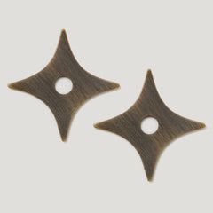 ADA Pair of Small Star Handle Backplates - Antique Brass