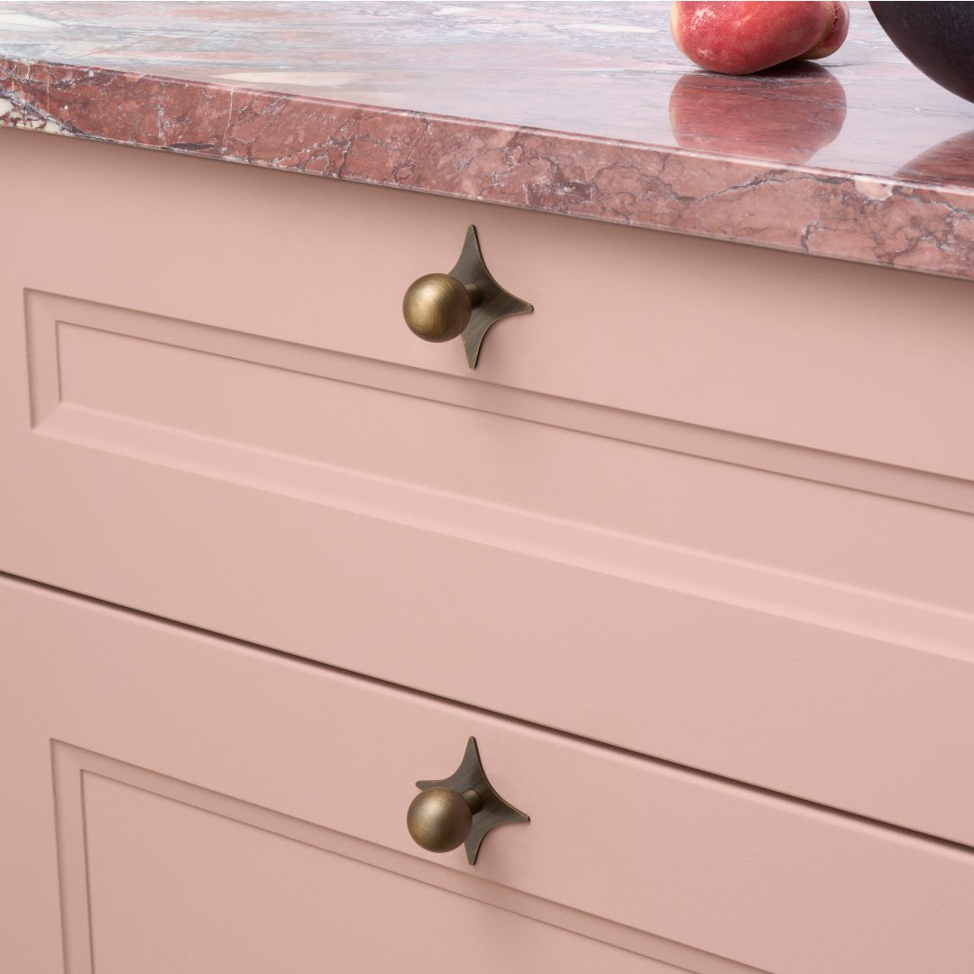 Plank Hardware Cabinetry ADA Star Knob Backplate - Antique Brass