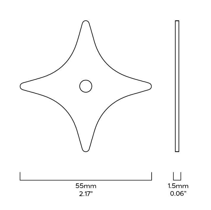 Plank Hardware Cabinetry ADA Star Knob Backplate - Antique Brass