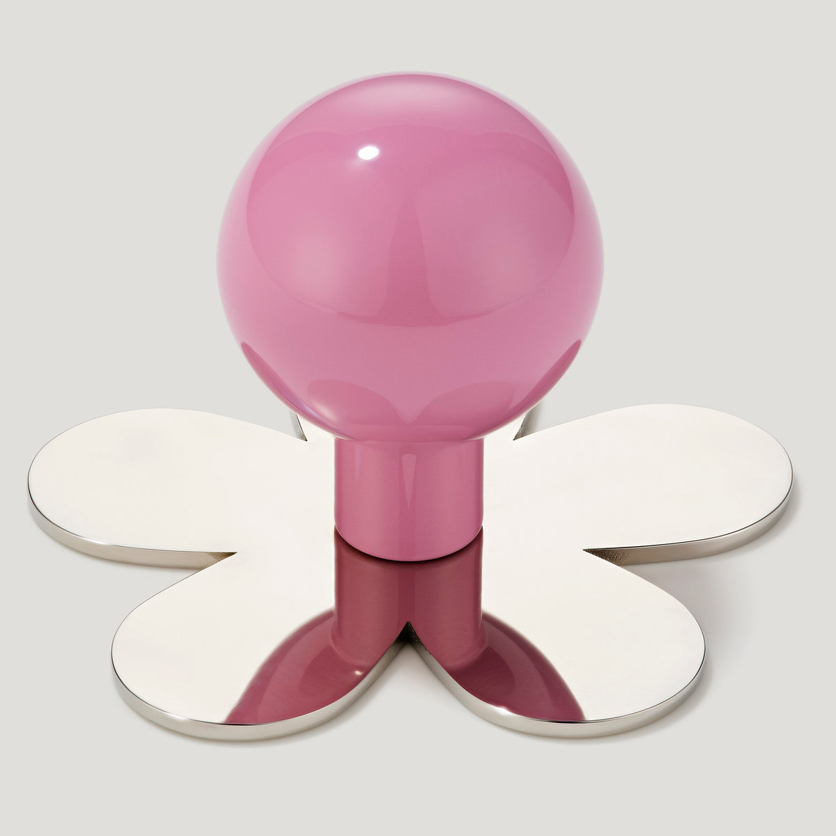 Plank Hardware Cabinetry Knob with Flower Backplate BOBBIN Ball Knob - Candy Pink