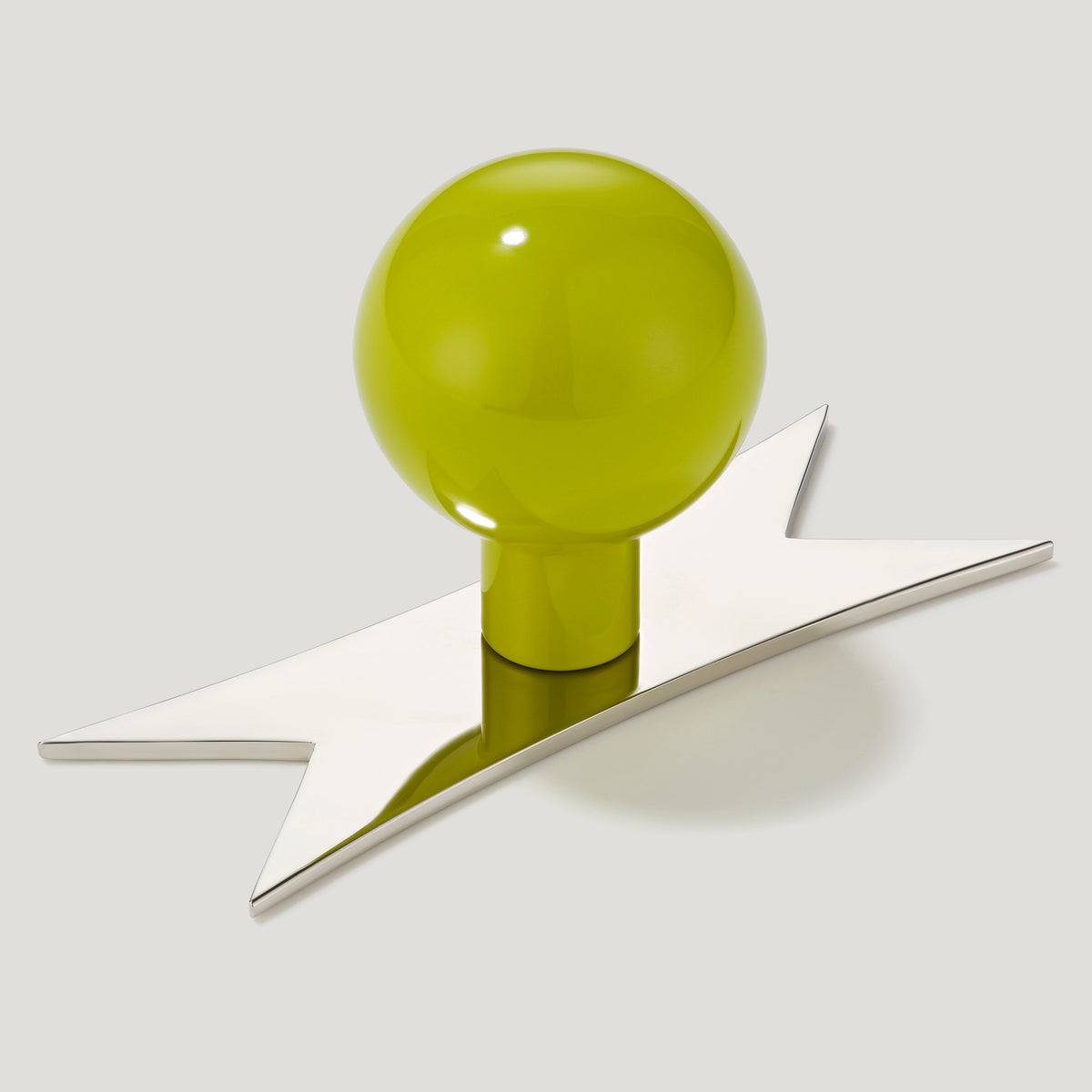 Plank Hardware Cabinetry Knob with Ribbon Backplate BOBBIN Ball Knob - Chartreuse