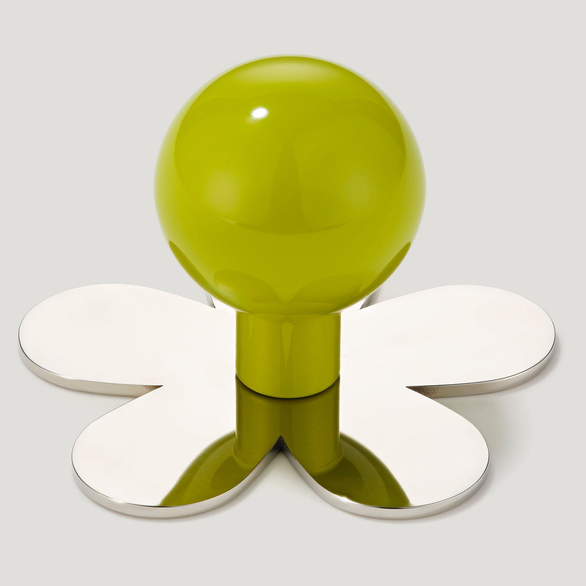 Plank Hardware Cabinetry Knob with Flower Backplate BOBBIN Ball Knob - Chartreuse