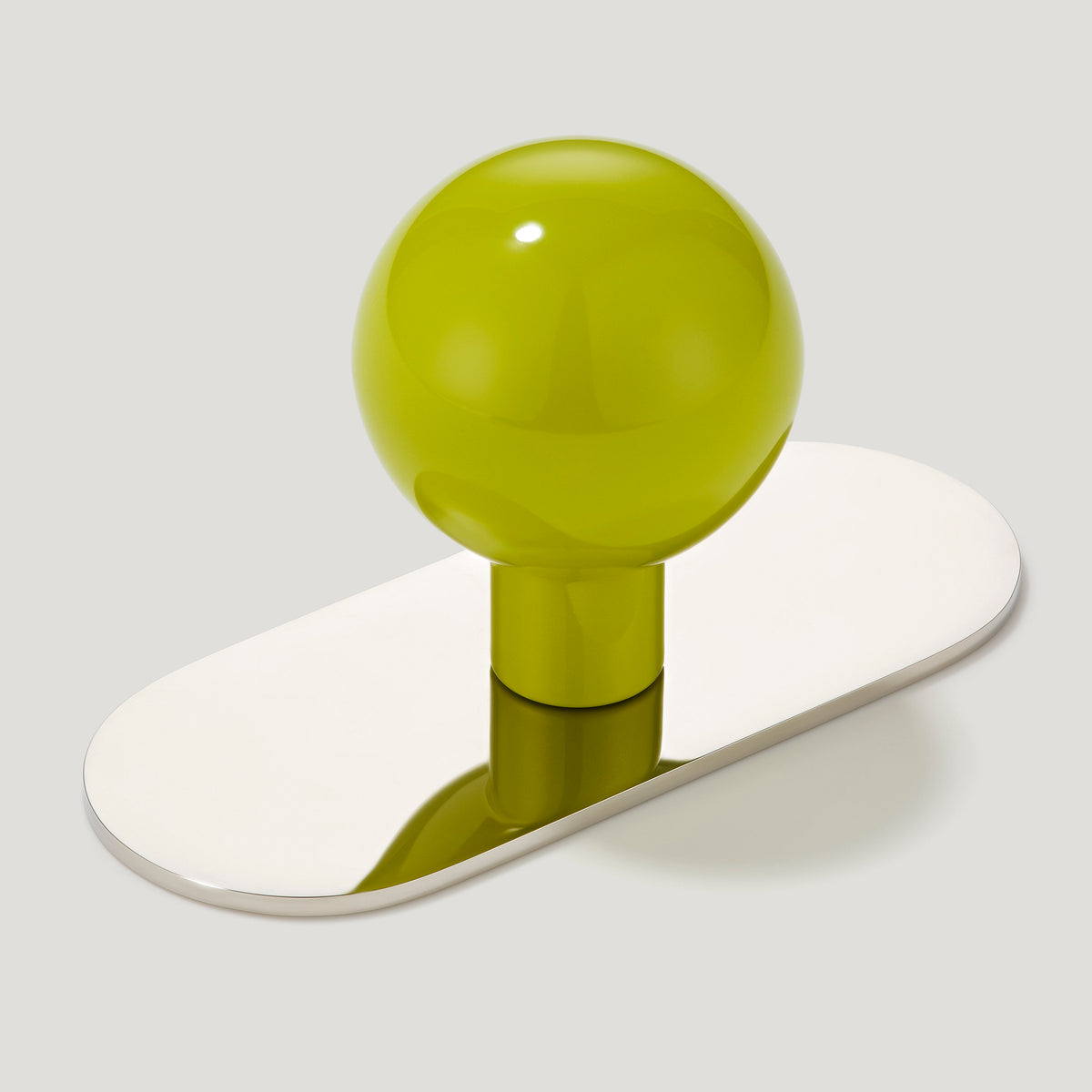 Plank Hardware Cabinetry Knob with Backplate BOBBIN Ball Knob - Chartreuse