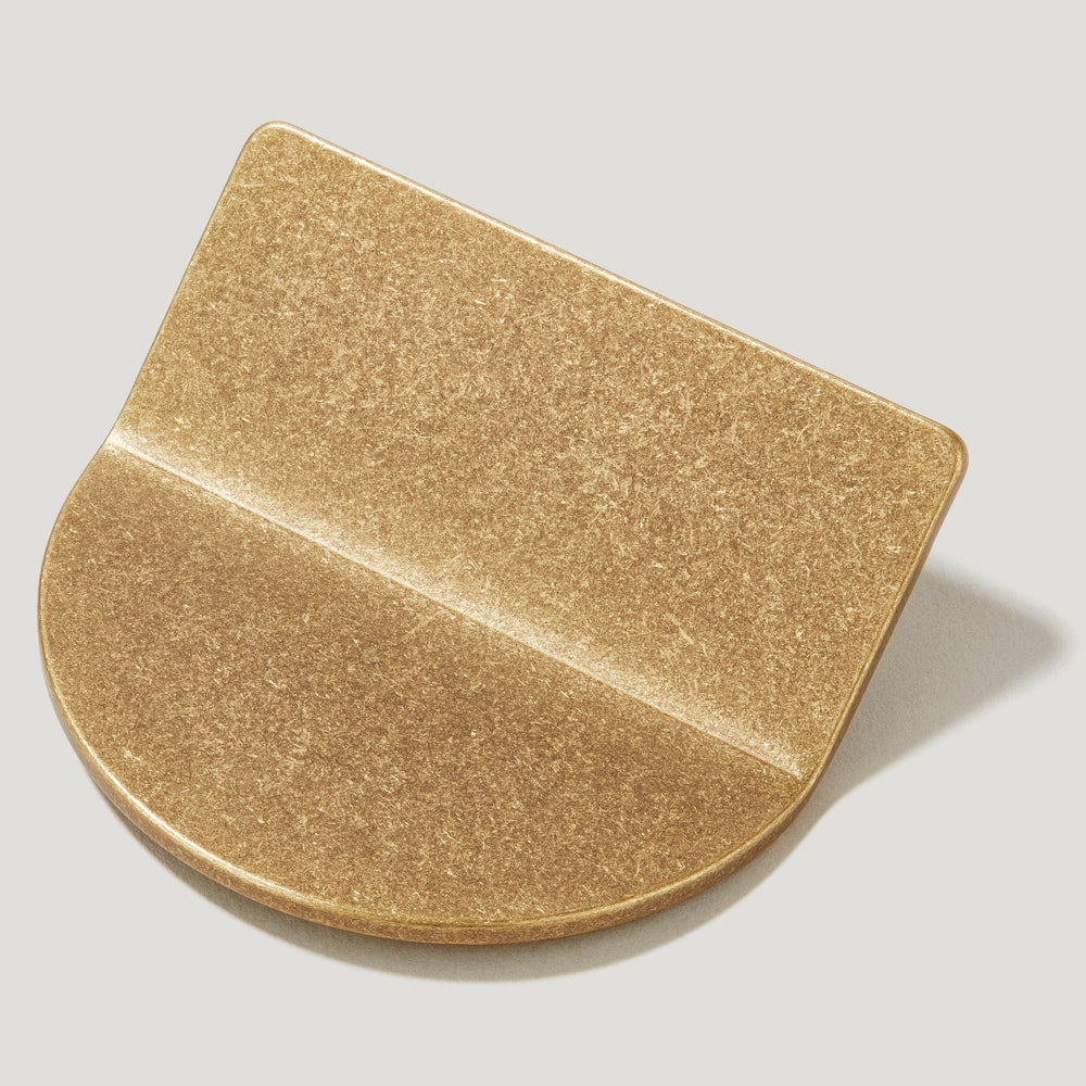 Plank Hardware Cabinetry 70mm (32mm CC) FOLD Short D Shape Front Mounted Handle - Aged Brass