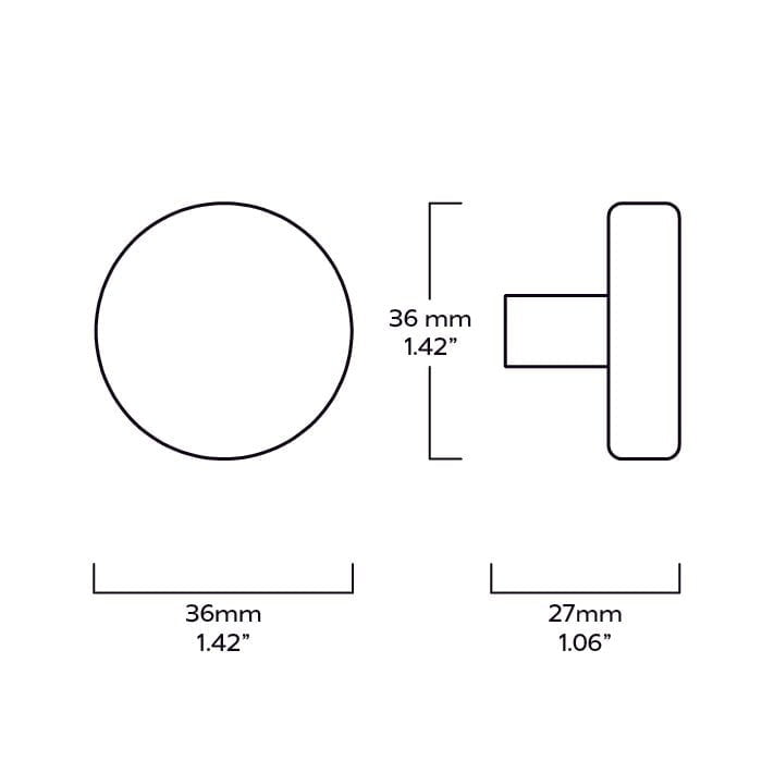 Plank Hardware Cabinetry HUDSON 36mm Knob - Polished Nickel