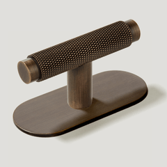 KEPLER Knurled Single T Handle - Antique Brass