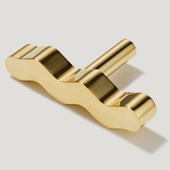 SQUIGGLE Single T Handle - Unlacquered Brass
