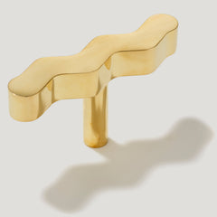 SQUIGGLE Single T Handle - Unlacquered Brass