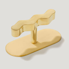 SQUIGGLE Single T Handle - Unlacquered Brass