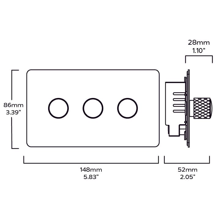 Plank Hardware Electric KEPLER 3G Knurled Dimmer - Brass
