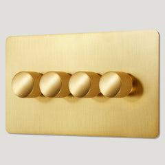 KEPLER 4G Knurled Dimmer Light Switch - Brass