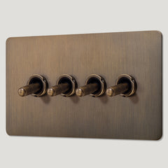KEPLER 4G Two Way Knurled Toggle Light Switch - Antique Brass