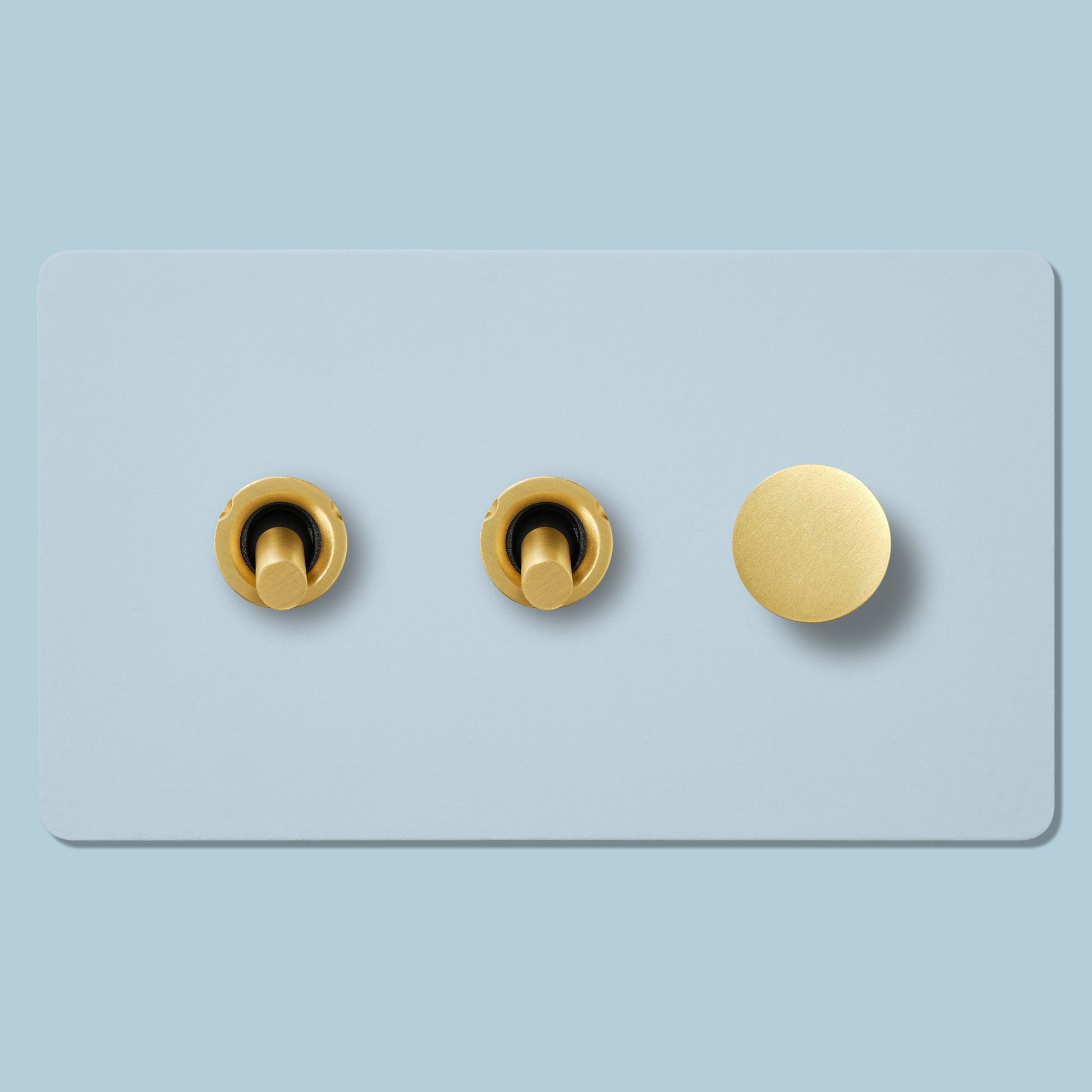 Plank Hardware Electric MAXWELL 3G Paintable Mixed Switch 2Toggle/ 1Dimmer - Brass