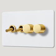 Plank Hardware Electric MAXWELL 4G Paintable Mixed Switch 2Toggle/ 2Dimmer - Brass