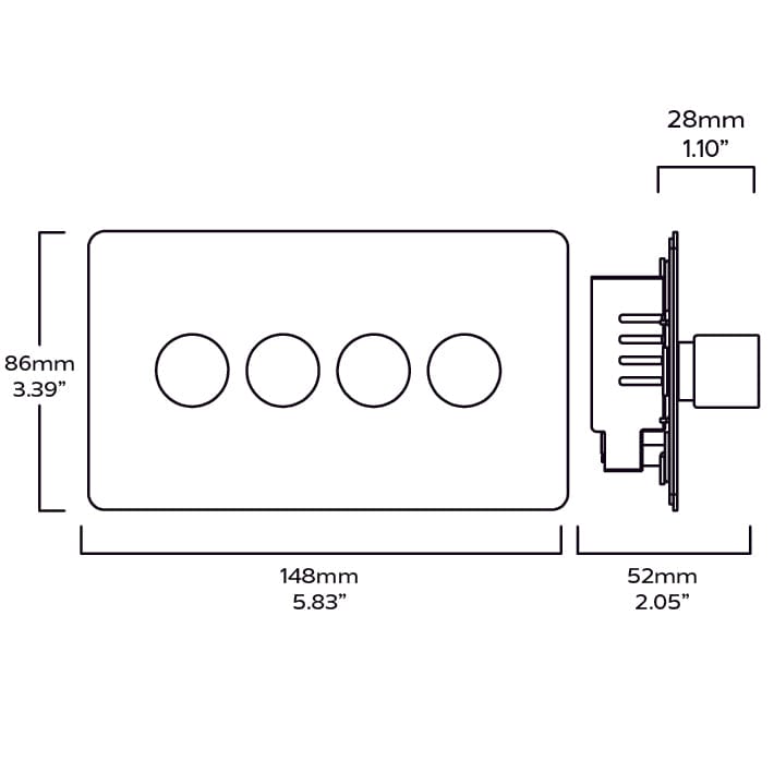 Plank Hardware Electric MAXWELL 4G Smooth Dimmer - Brass